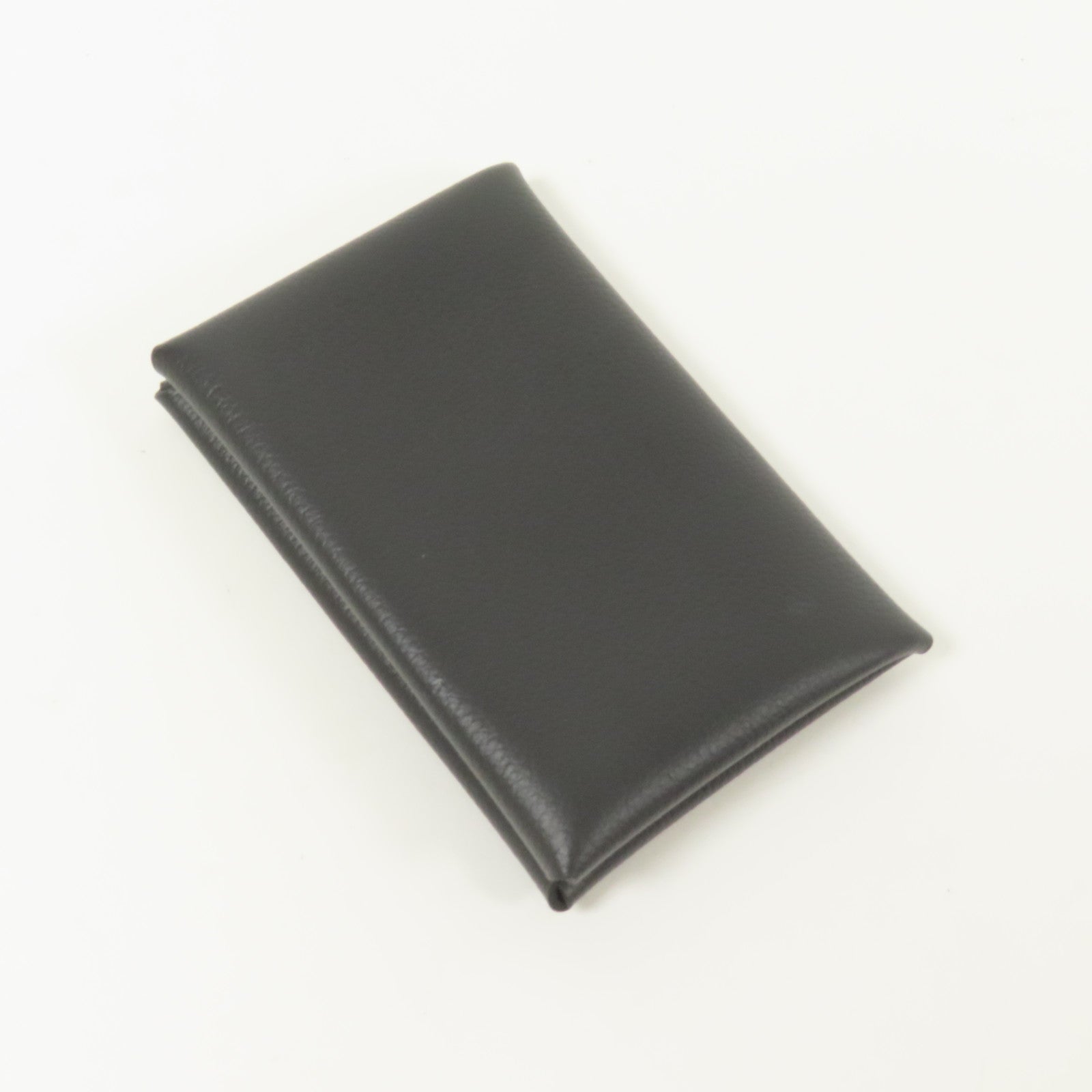 HERMES Evercolor皮革Calvi Verso銀扣卡片套Ardoise