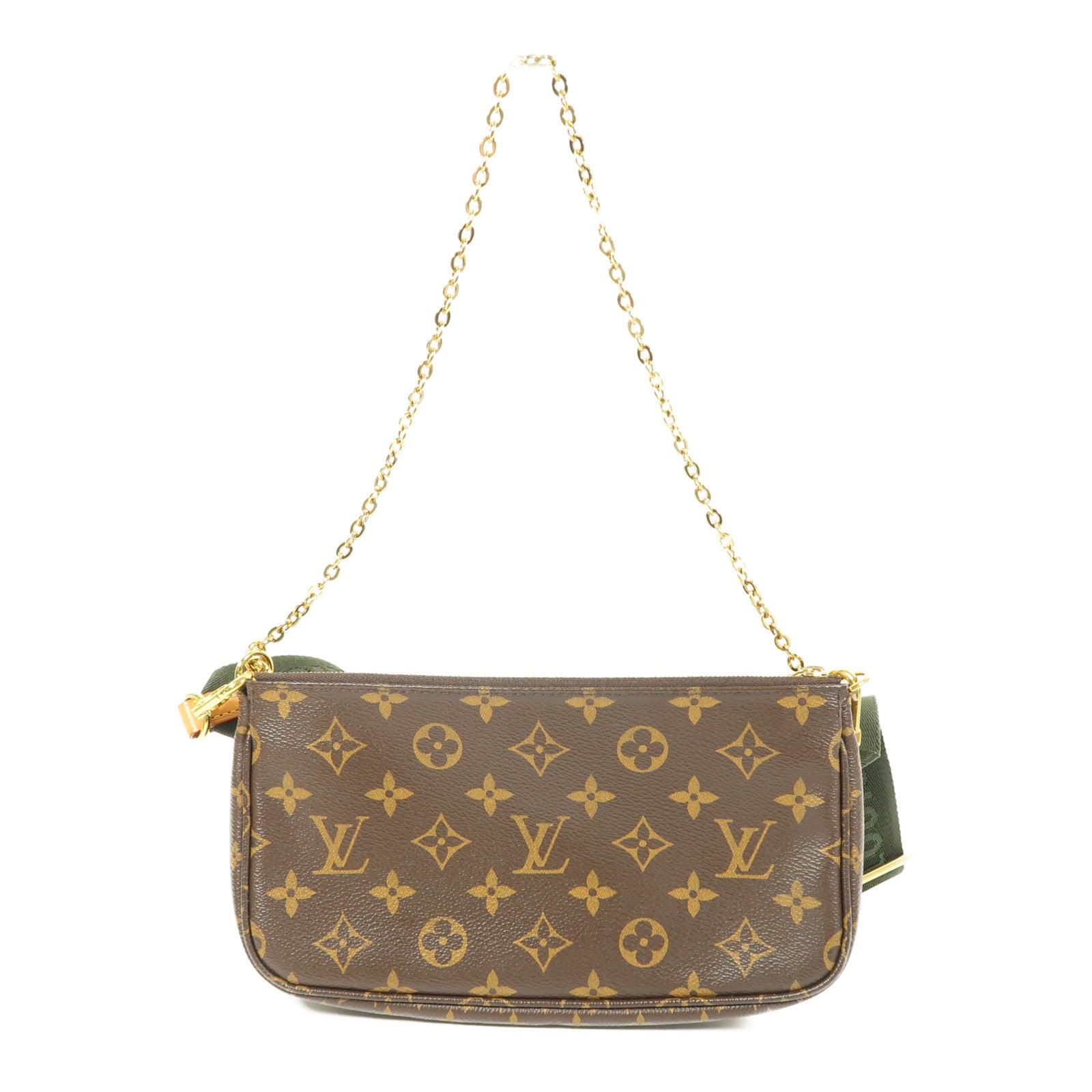 LOUIS VUITTON Monogram Multi Pochette Accessoires金扣肩背袋棕色
