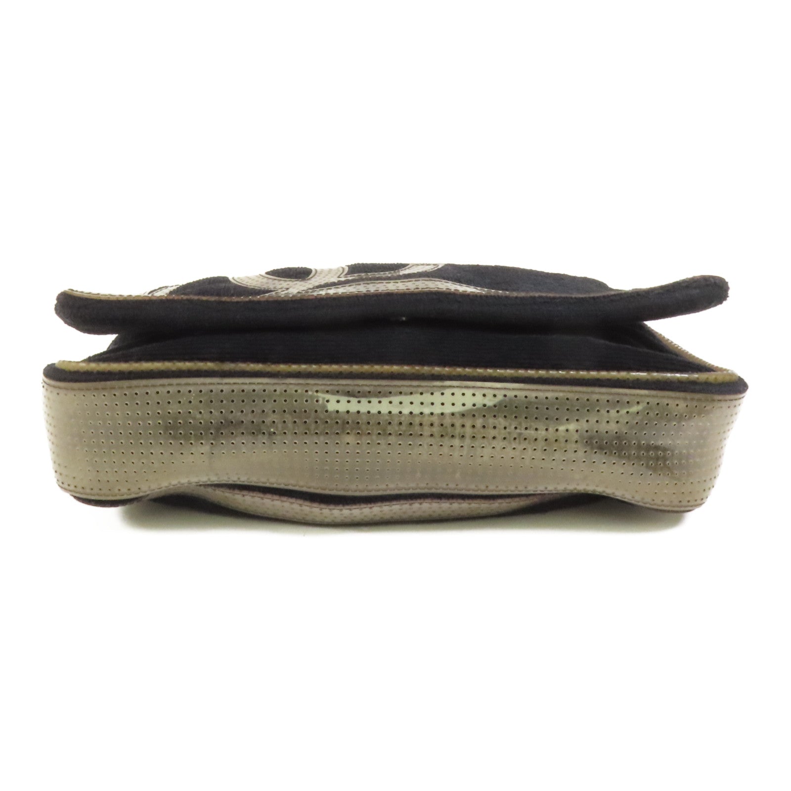 CHANEL 棉質Chain Shoulder銀扣肩背袋