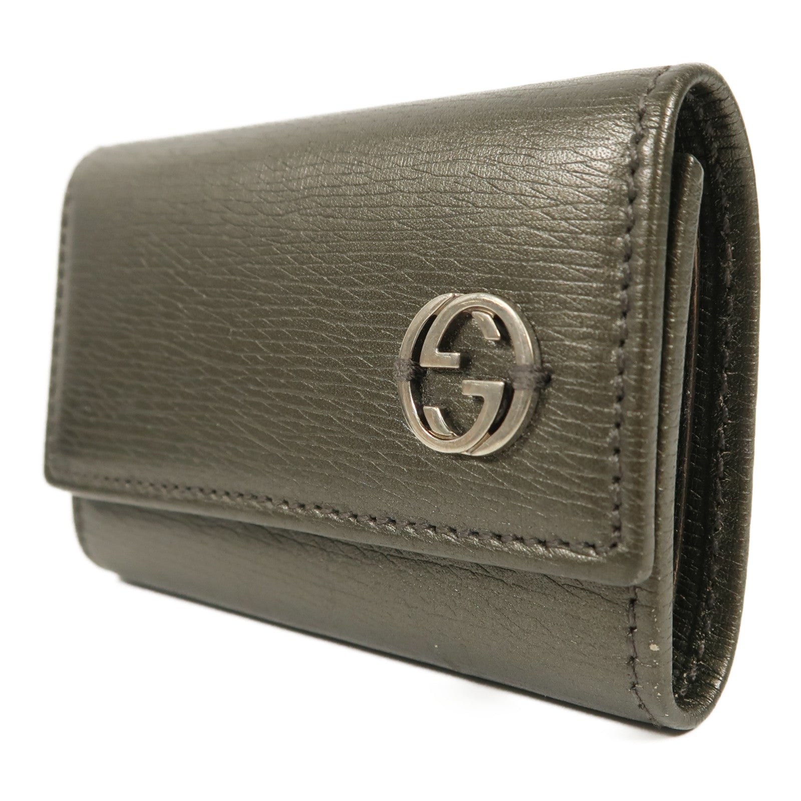 GUCCI 皮革Key Cases銀扣鎖匙扣