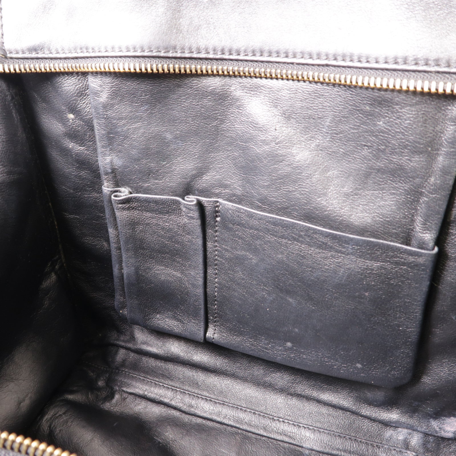 CELINE GHW Tote Bag Denim/Leather Navy