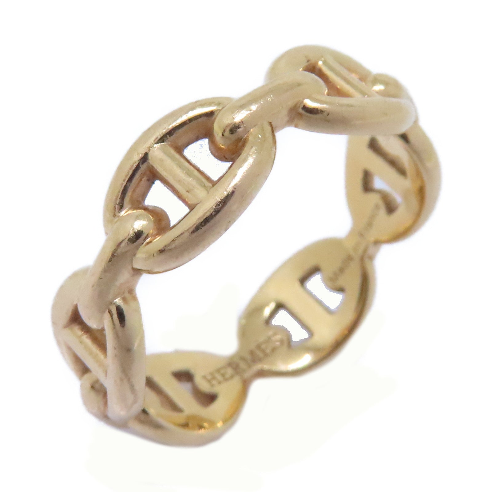 HERMES 18K玫瑰金Chaine Dancre Enchainee戒指Hermes#52 US#6