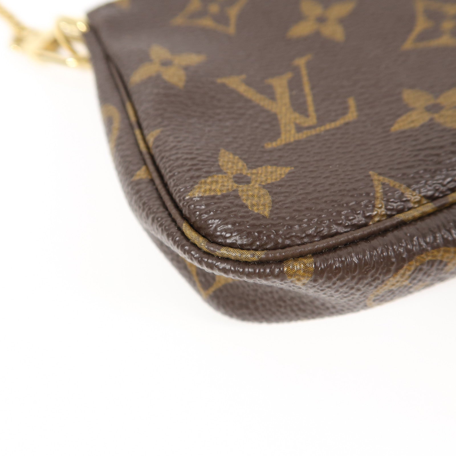 LOUIS VUITTON Monogram Mini Pochette Accessoires金扣手挽袋啡色