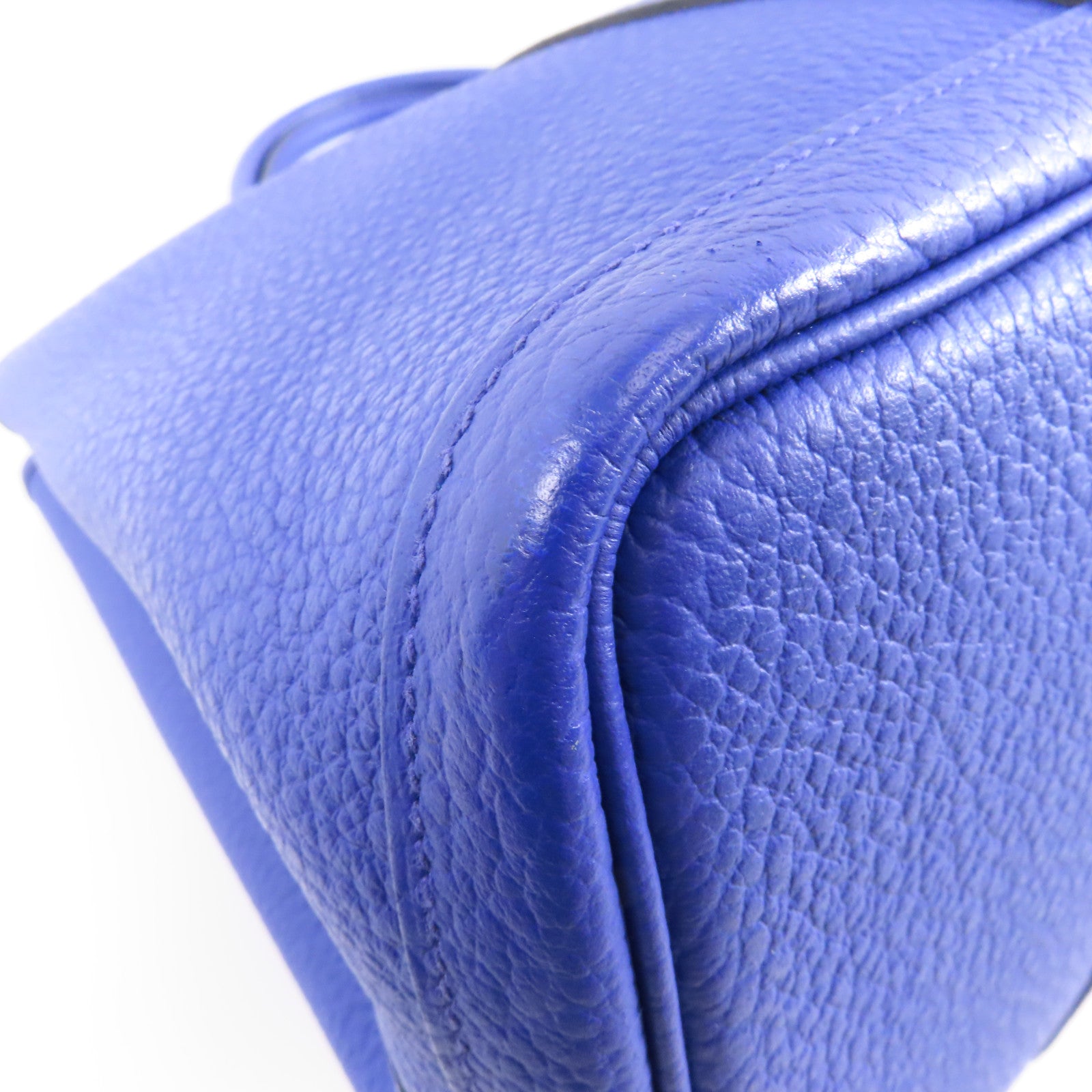 HERMES Negonda皮革Garden Party PM銀扣手挽袋Bleu Royal皇家藍色