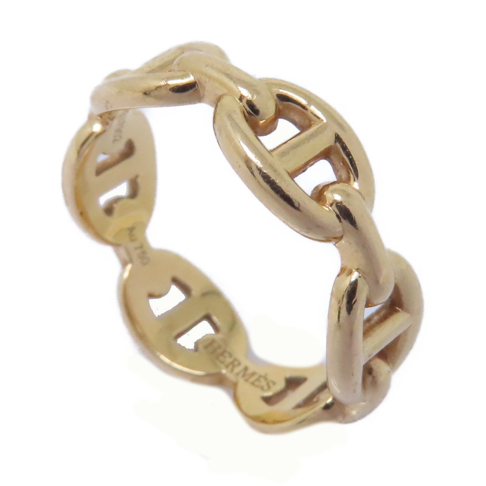 HERMES 18K玫瑰金Chaine Dancre Enchainee戒指Hermes#52 US#6