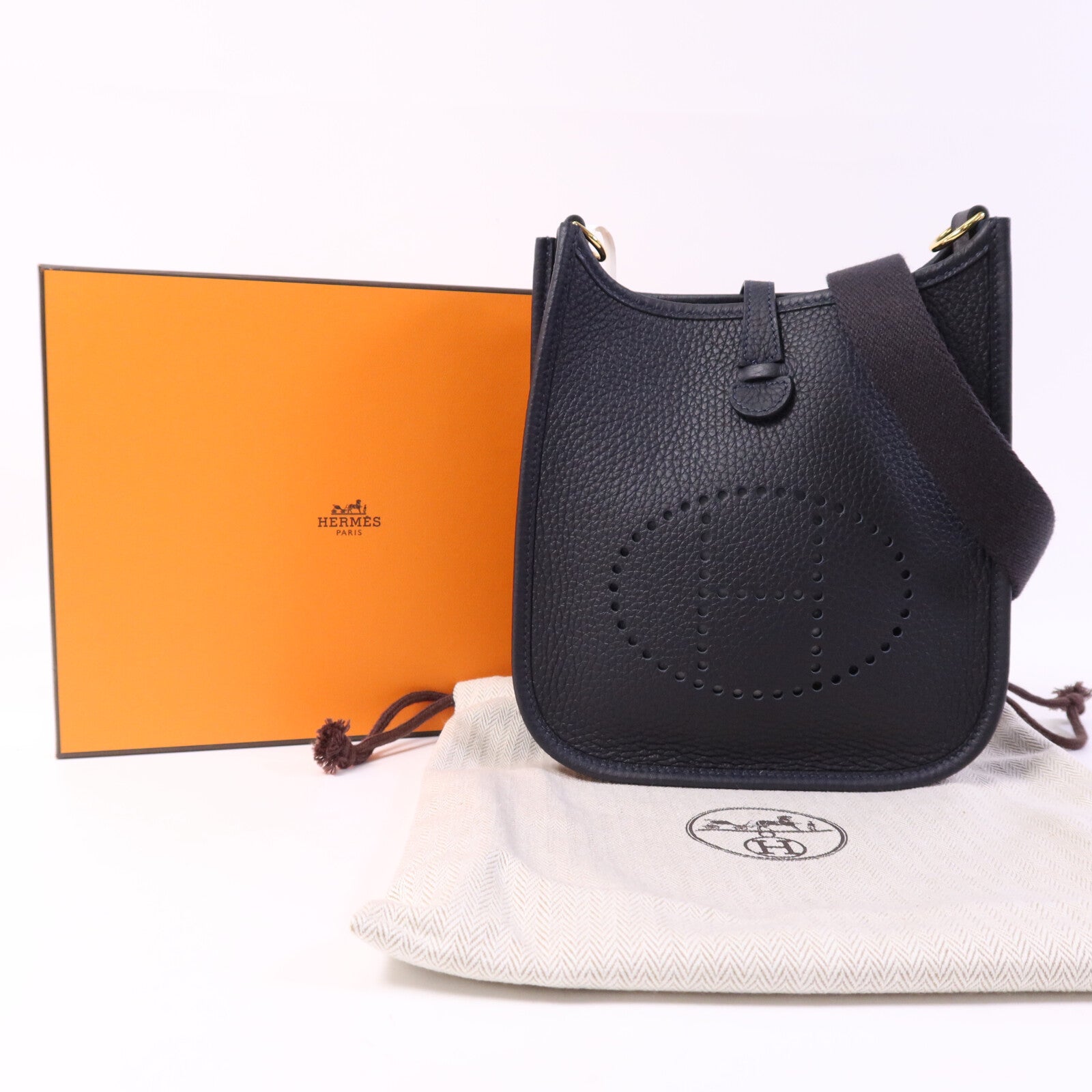 HERMES Clemence皮革Evelyne TPM金扣肩背袋Caban