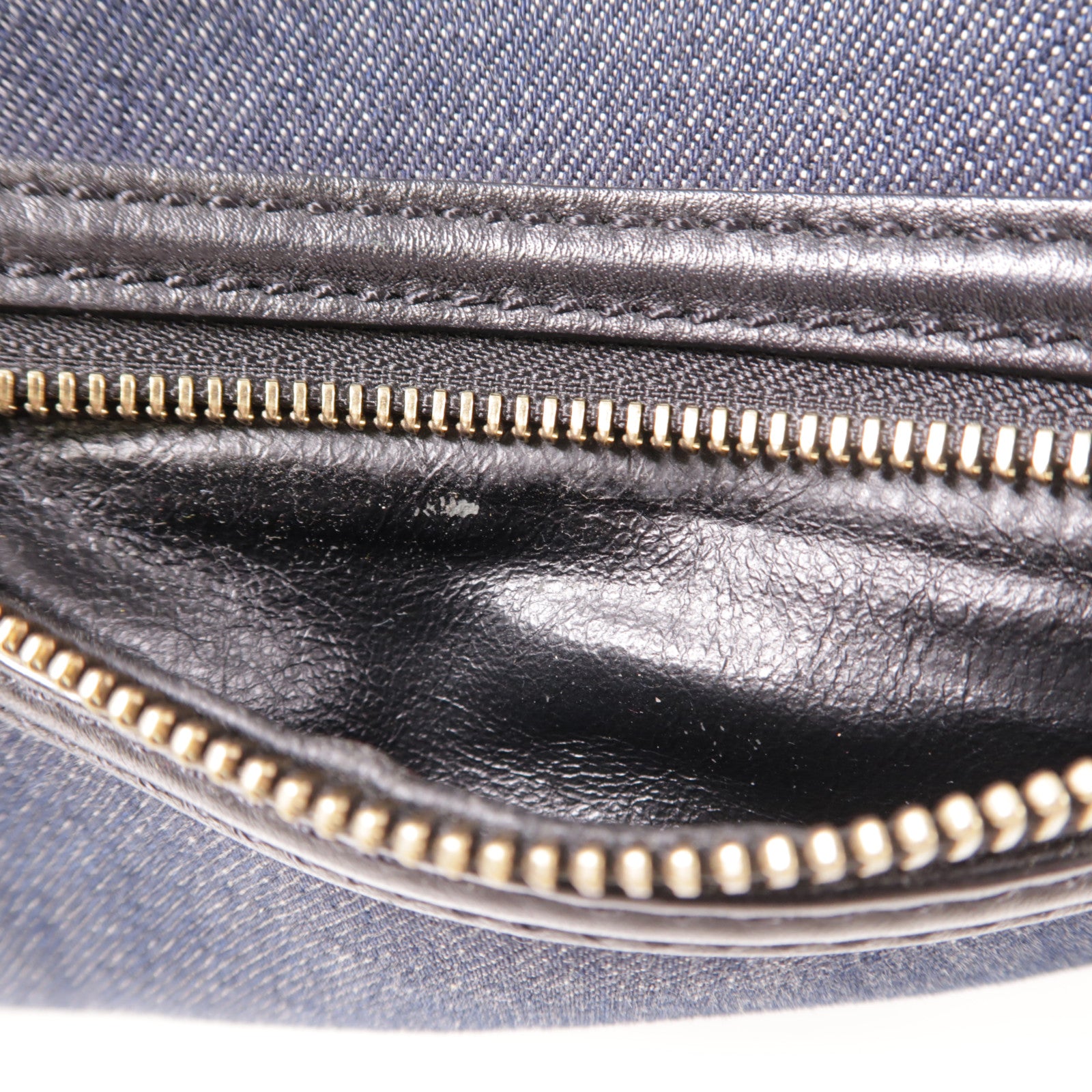 CELINE GHW Tote Bag Denim/Leather Navy