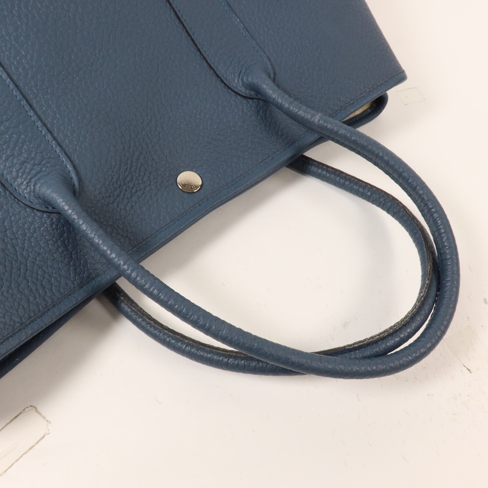 HERMES Negonda皮革Garden Party PM手挽袋Bleu Tempete