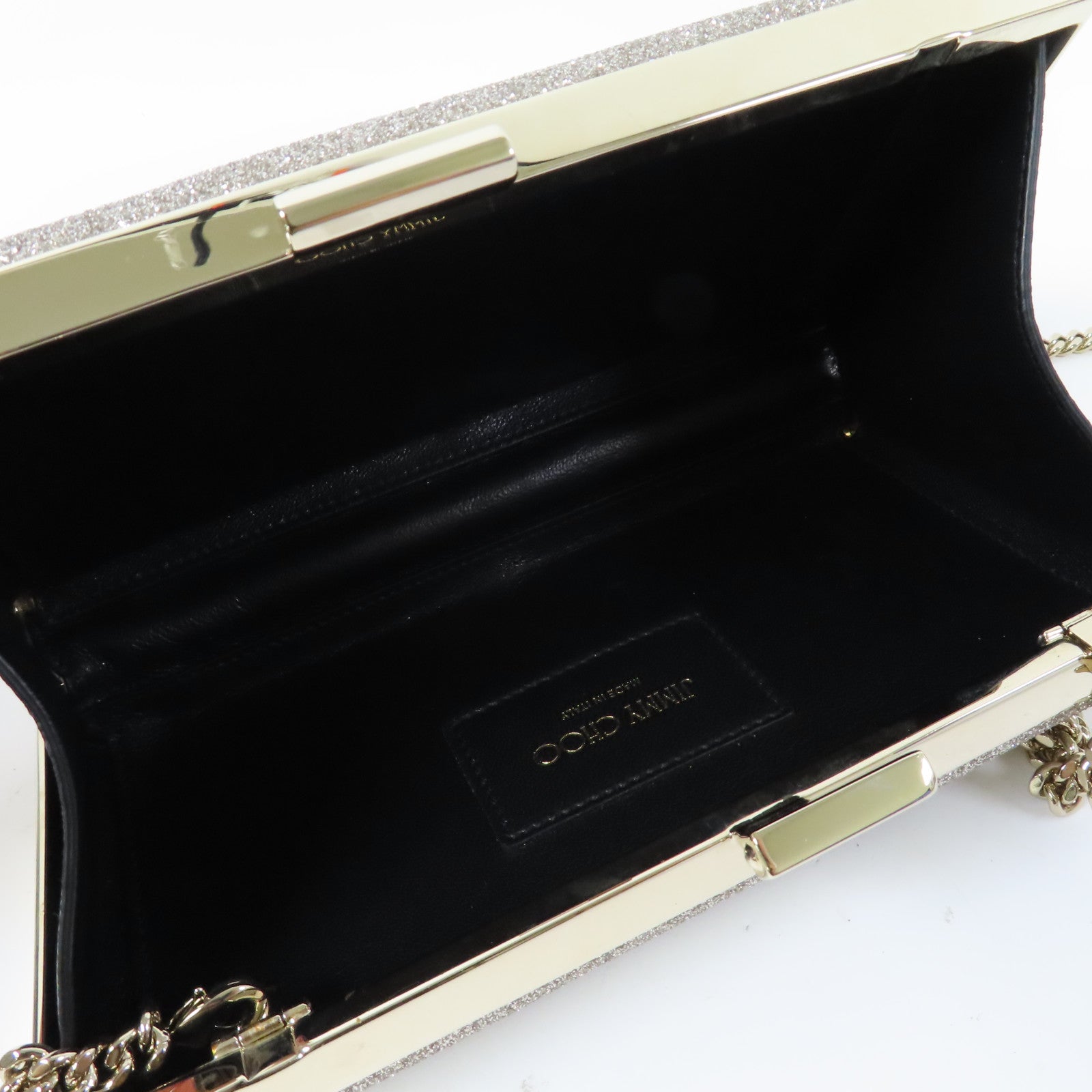 JIMMY CHOO 金屬/亮片Chain Shoulder Bag金扣鏈帶肩背袋金色