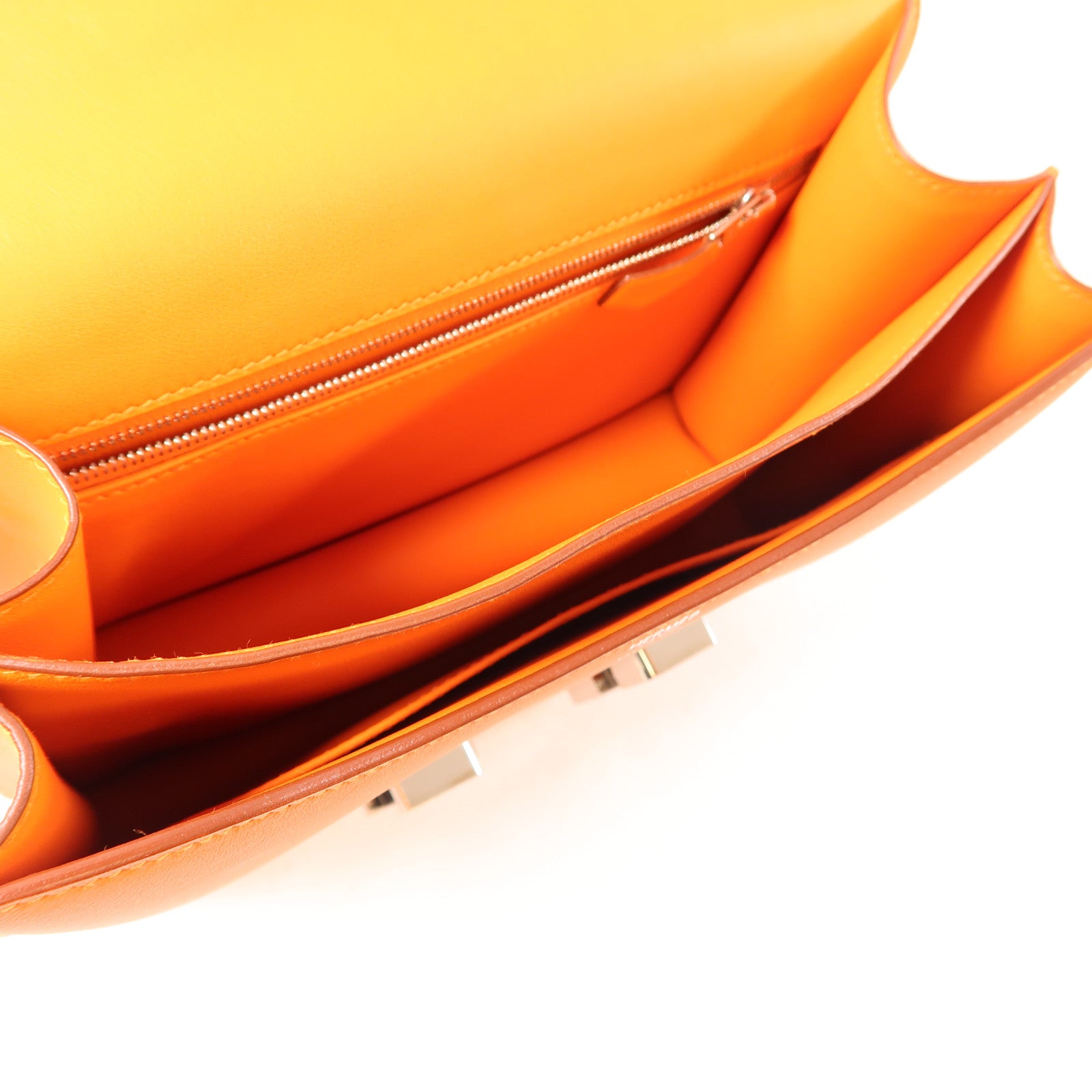 HERMES 【激減優惠】Swift皮革Constance 24銀扣肩背袋橙色