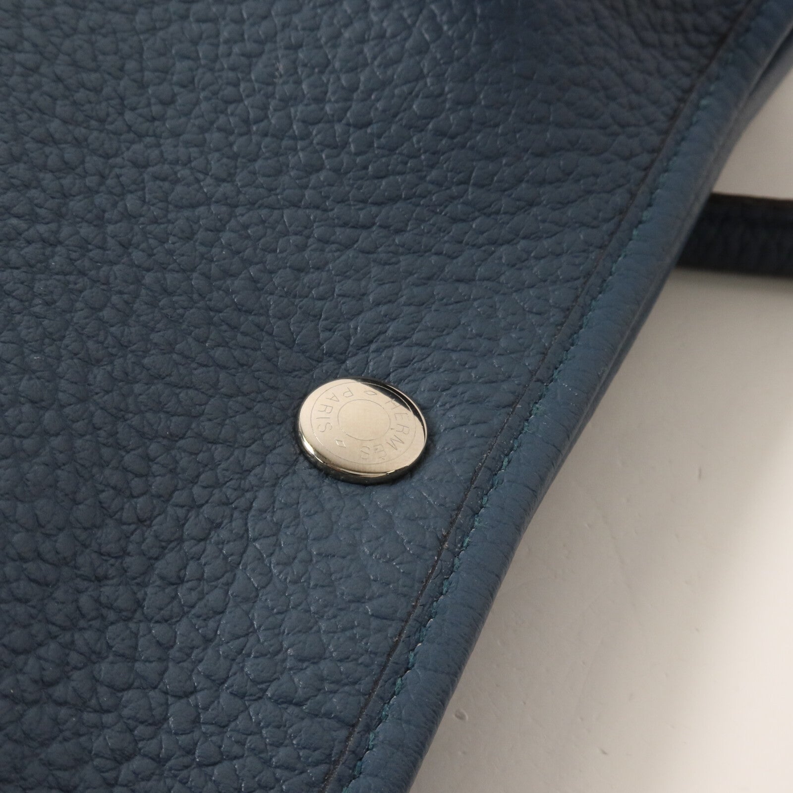 HERMES Negonda皮革Garden Party PM手挽袋Bleu Tempete