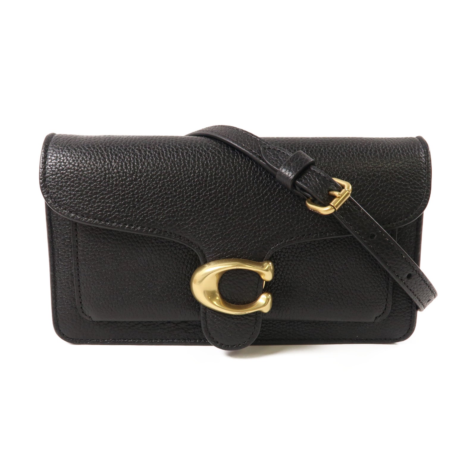 COACH 牛皮皮革Shoulder Bag金扣鏈帶肩背袋黑色