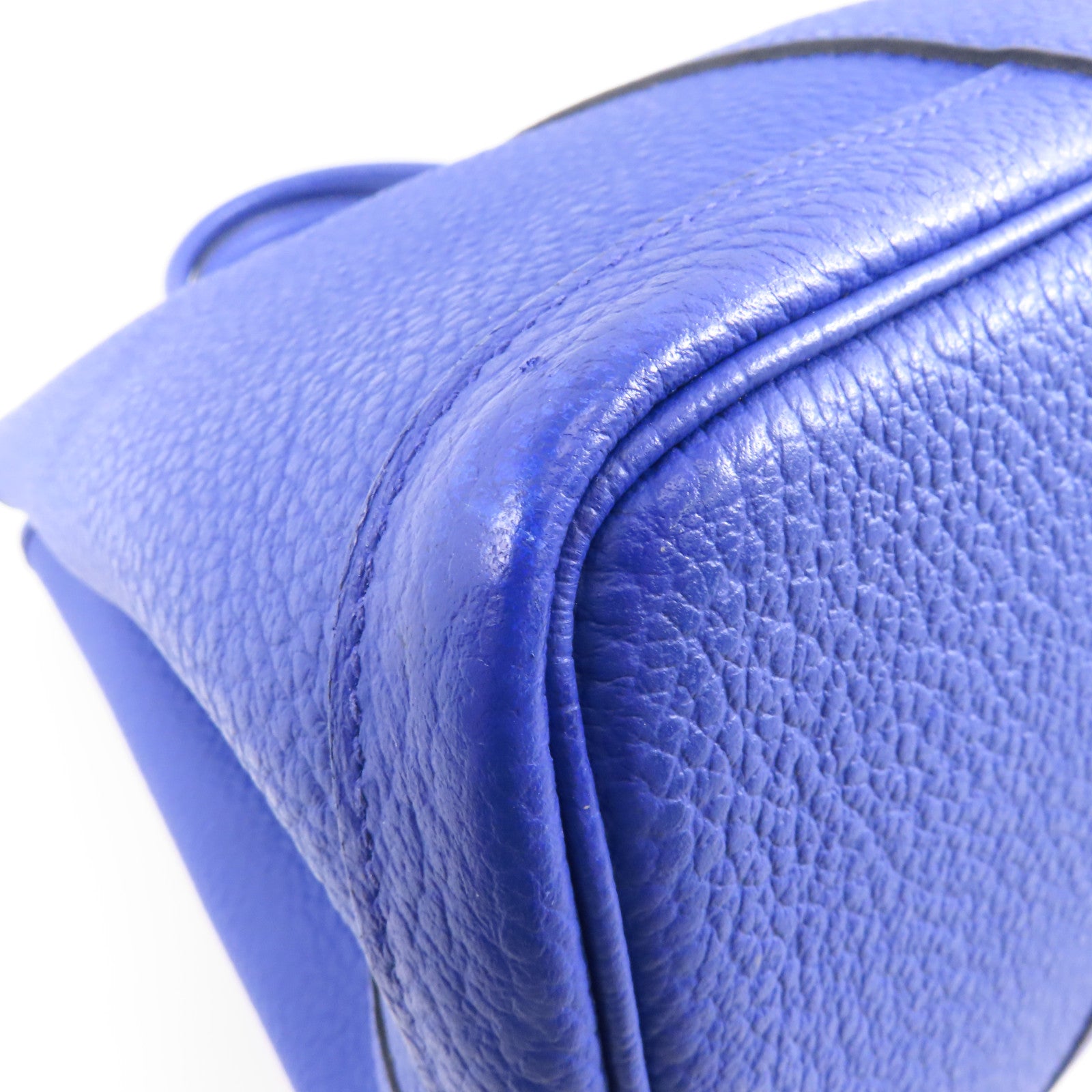 HERMES Negonda皮革Garden Party PM銀扣手挽袋Bleu Royal皇家藍色