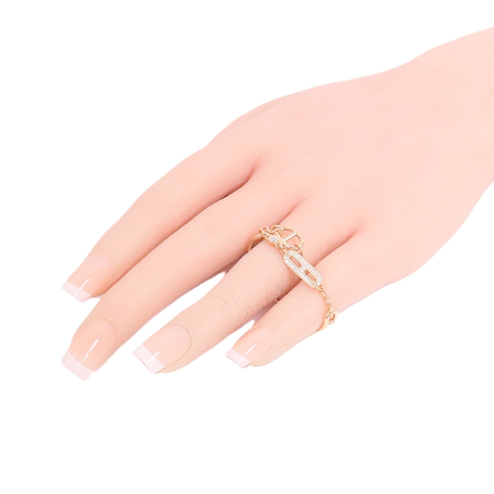 HERMES 18K玫瑰金Chaine D'ancre Chaos Double Ring戒指