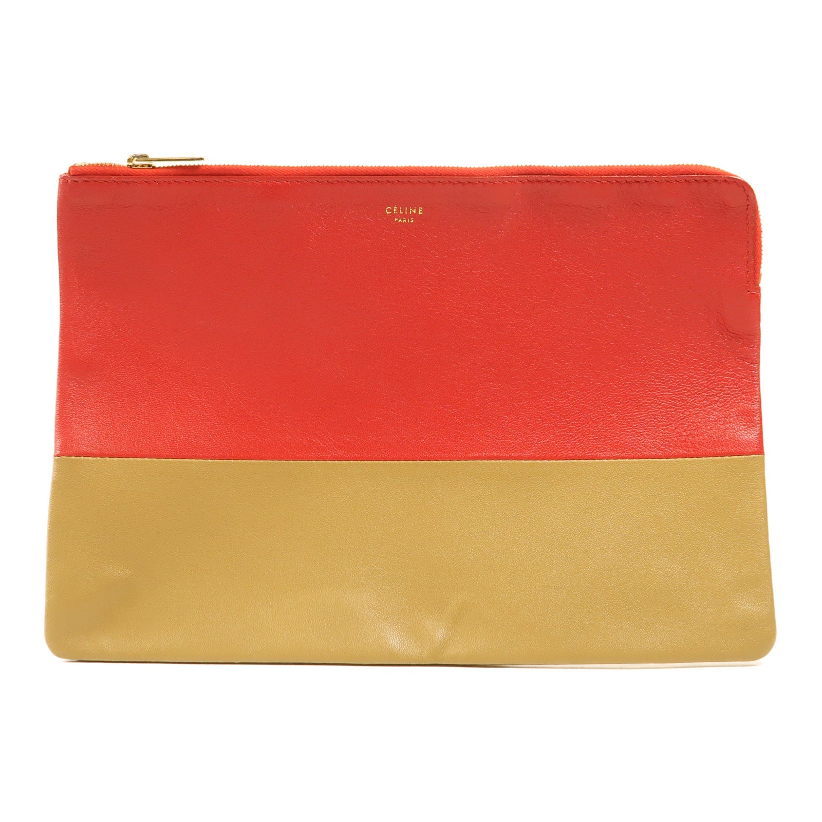 CELINE 牛皮皮革Pouch金扣手拿包
