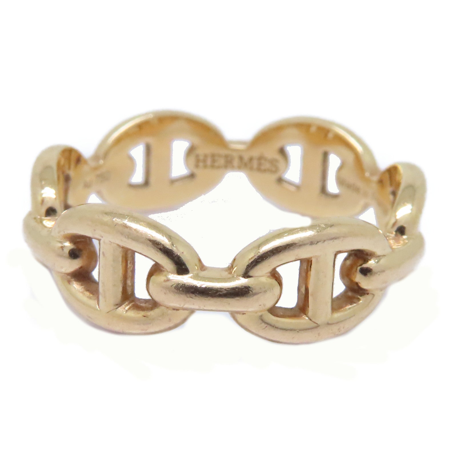 HERMES 18K玫瑰金Chaine Dancre Enchainee戒指Hermes#52 US#6