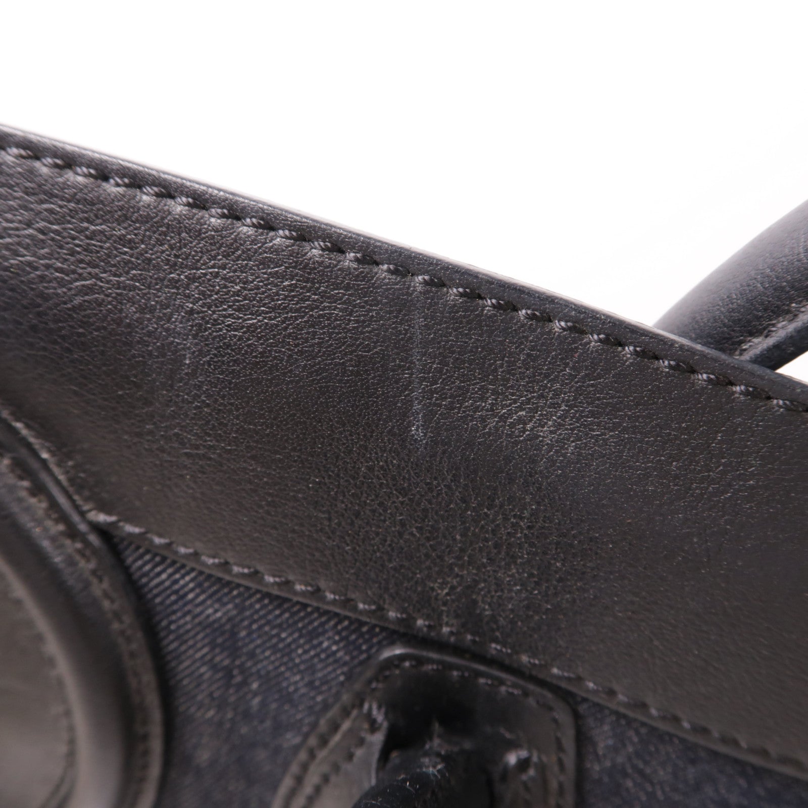 CELINE GHW Tote Bag Denim/Leather Navy