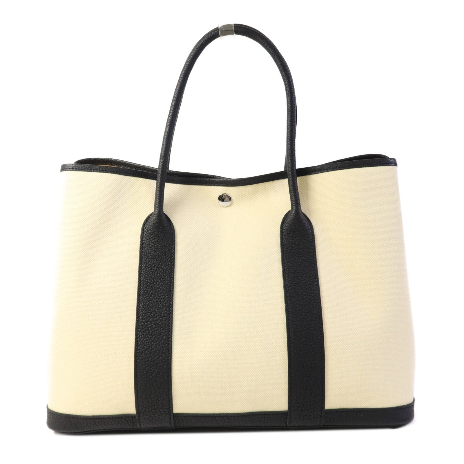 HERMES 帆布Garden Party PM銀扣手挽袋