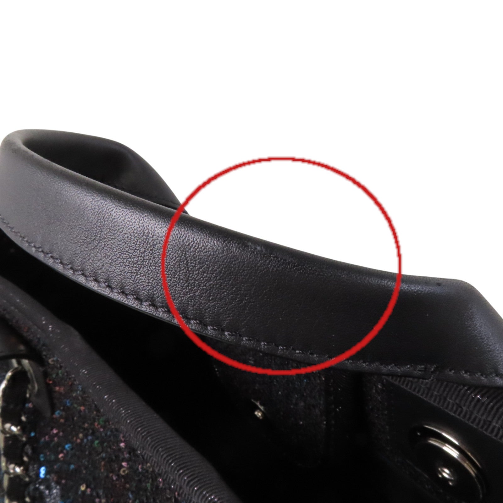 CHANEL 帆布/亮片Deauville Tote銀扣鏈帶手挽肩背兩用袋