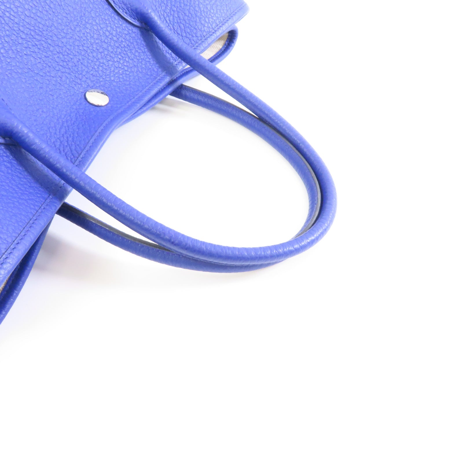 HERMES Negonda皮革Garden Party PM銀扣手挽袋Bleu Royal皇家藍色