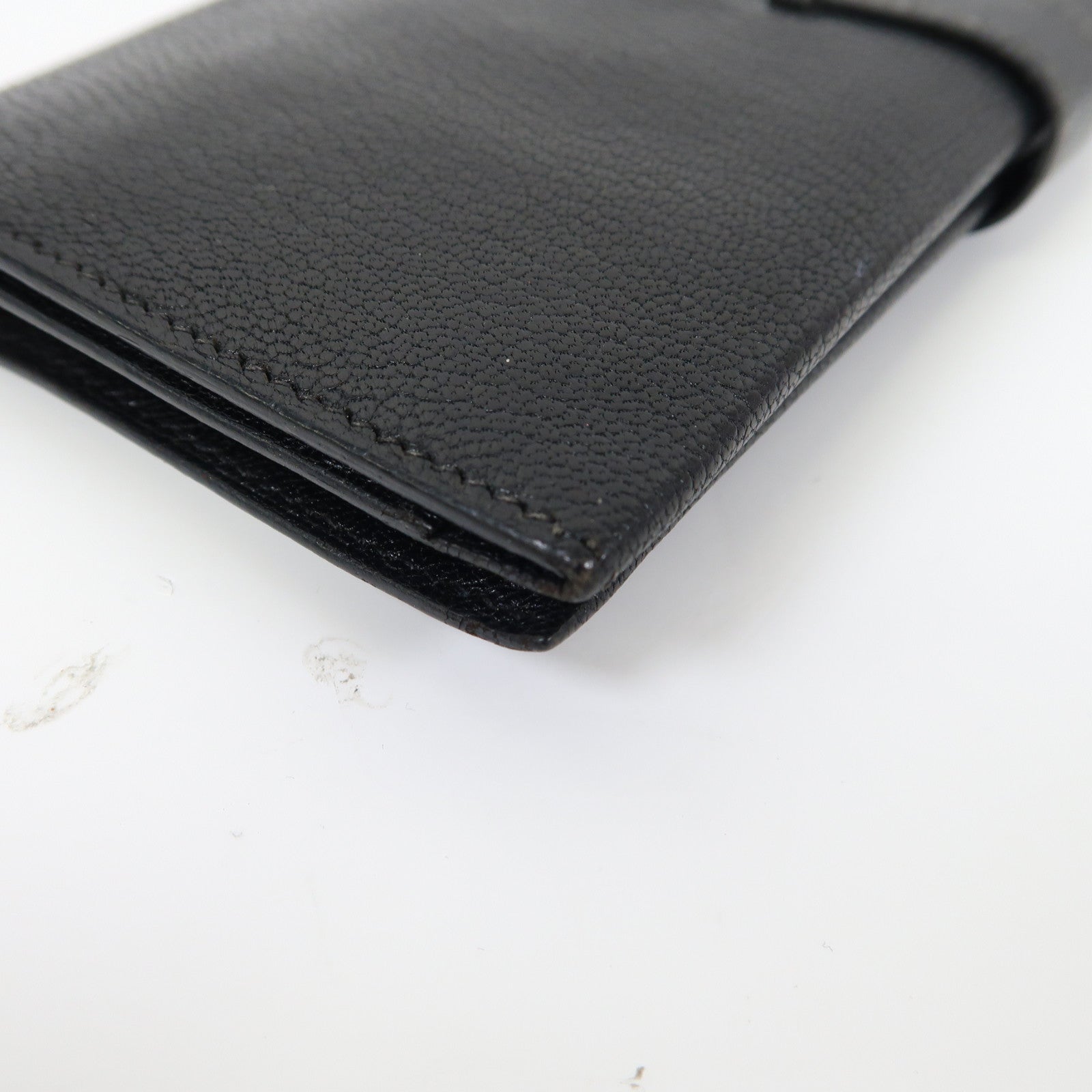 HERMES Chevre皮革Bearn tri-fold銀扣折疊長錢包黑色
