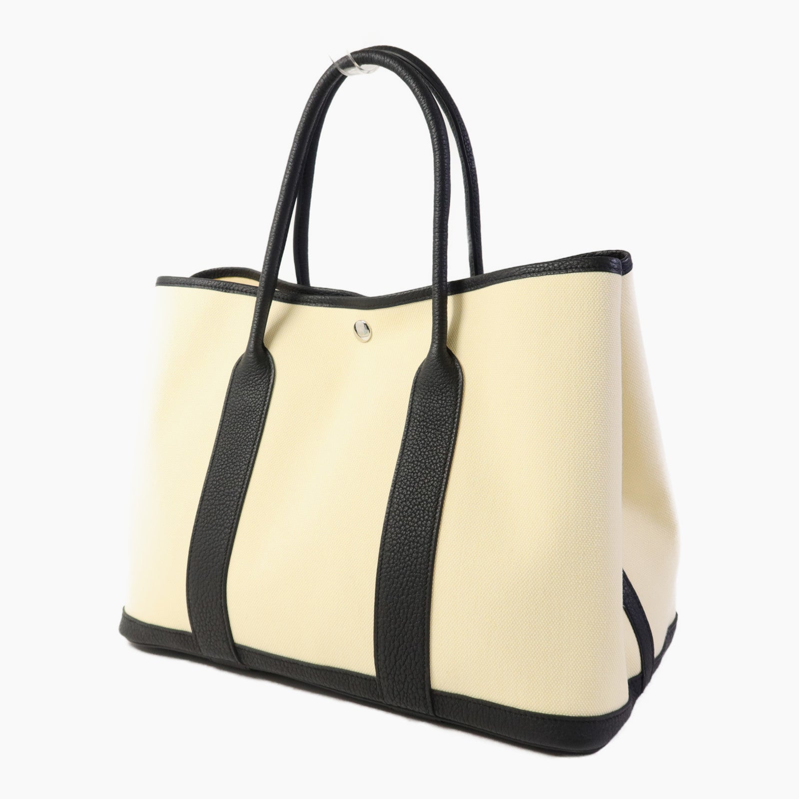 HERMES 帆布Garden Party PM銀扣手挽袋