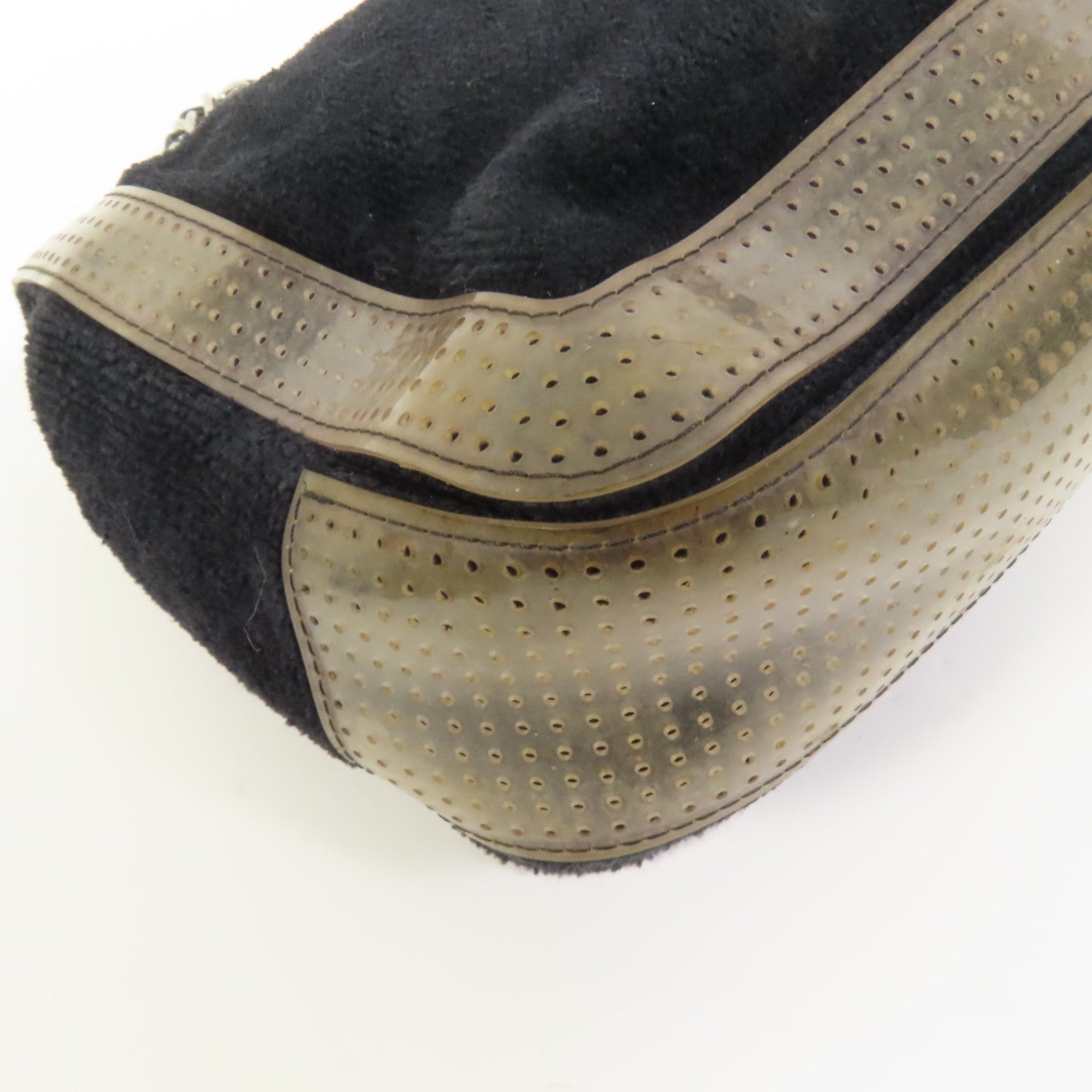 CHANEL 棉質Chain Shoulder銀扣肩背袋