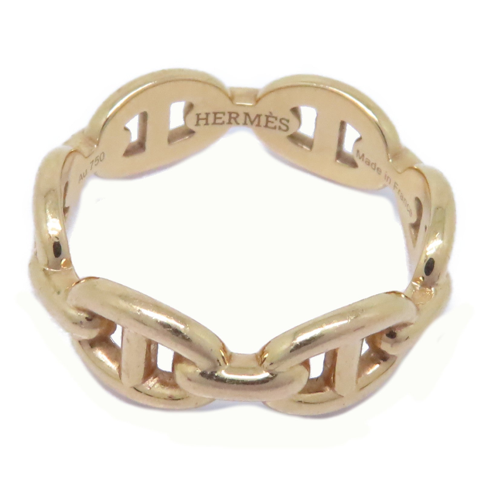 HERMES 18K玫瑰金Chaine Dancre Enchainee戒指Hermes#52 US#6