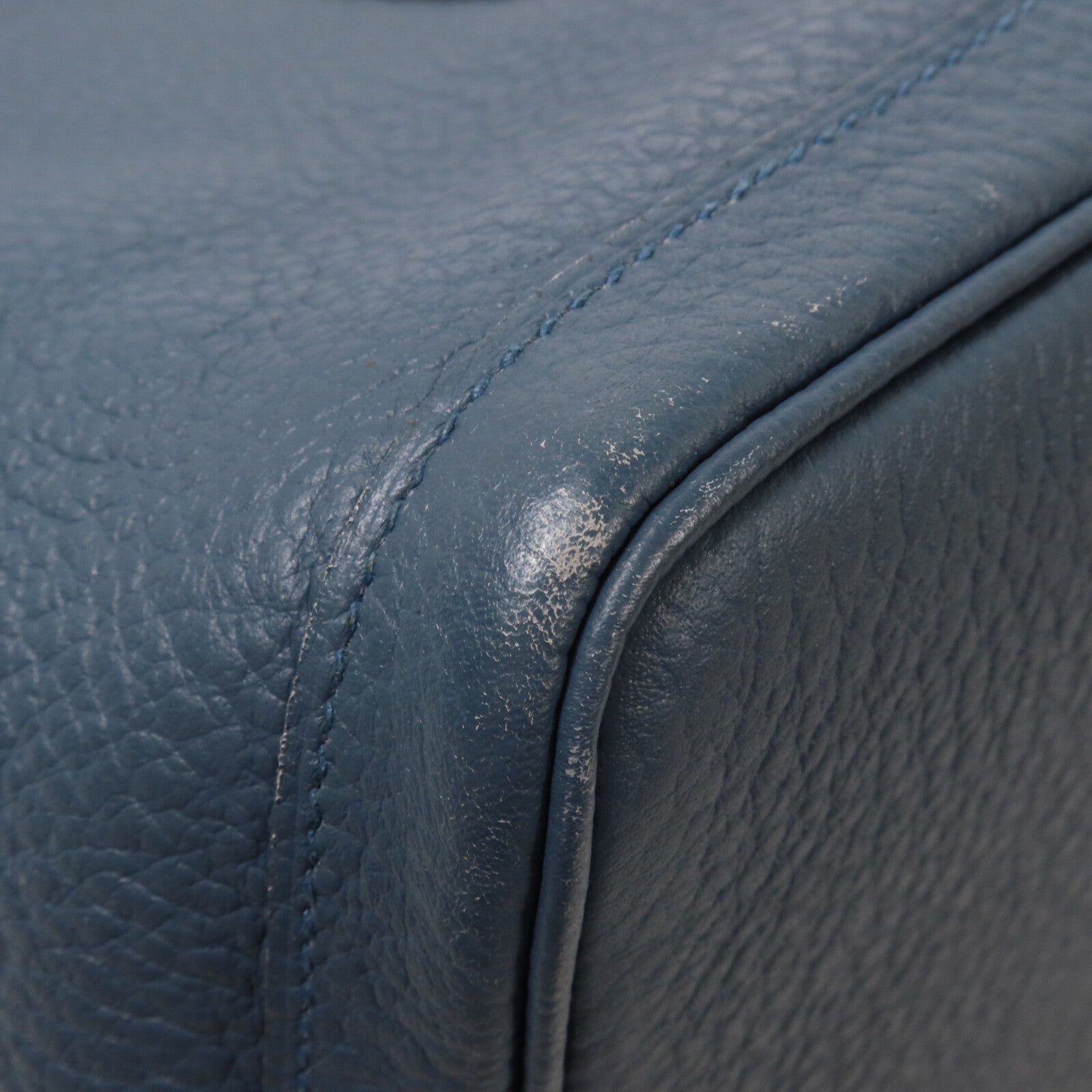 HERMES Negonda皮革Garden Party PM手挽袋Bleu Tempete