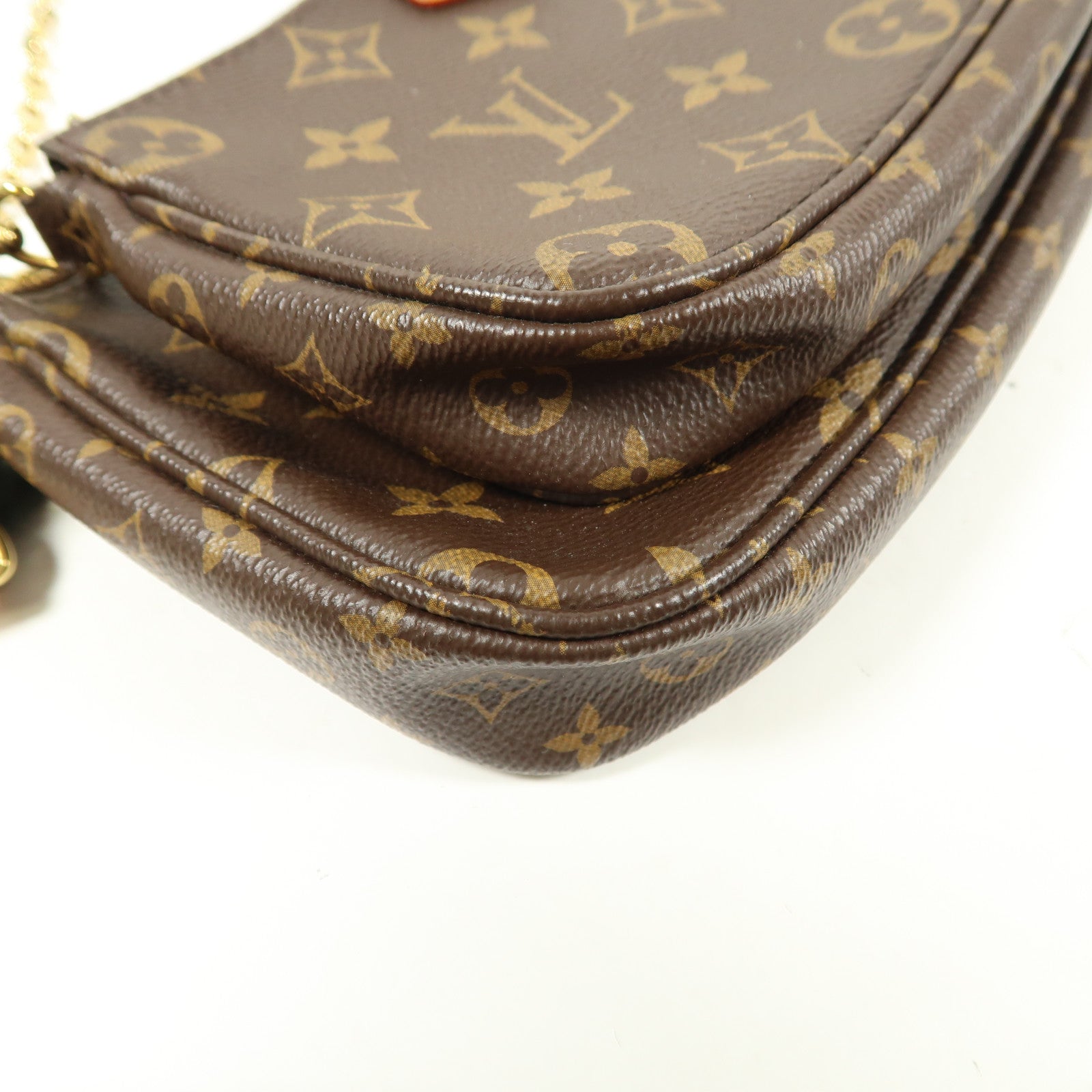 LOUIS VUITTON Monogram Multi Pochette Accessoires金扣肩背袋棕色