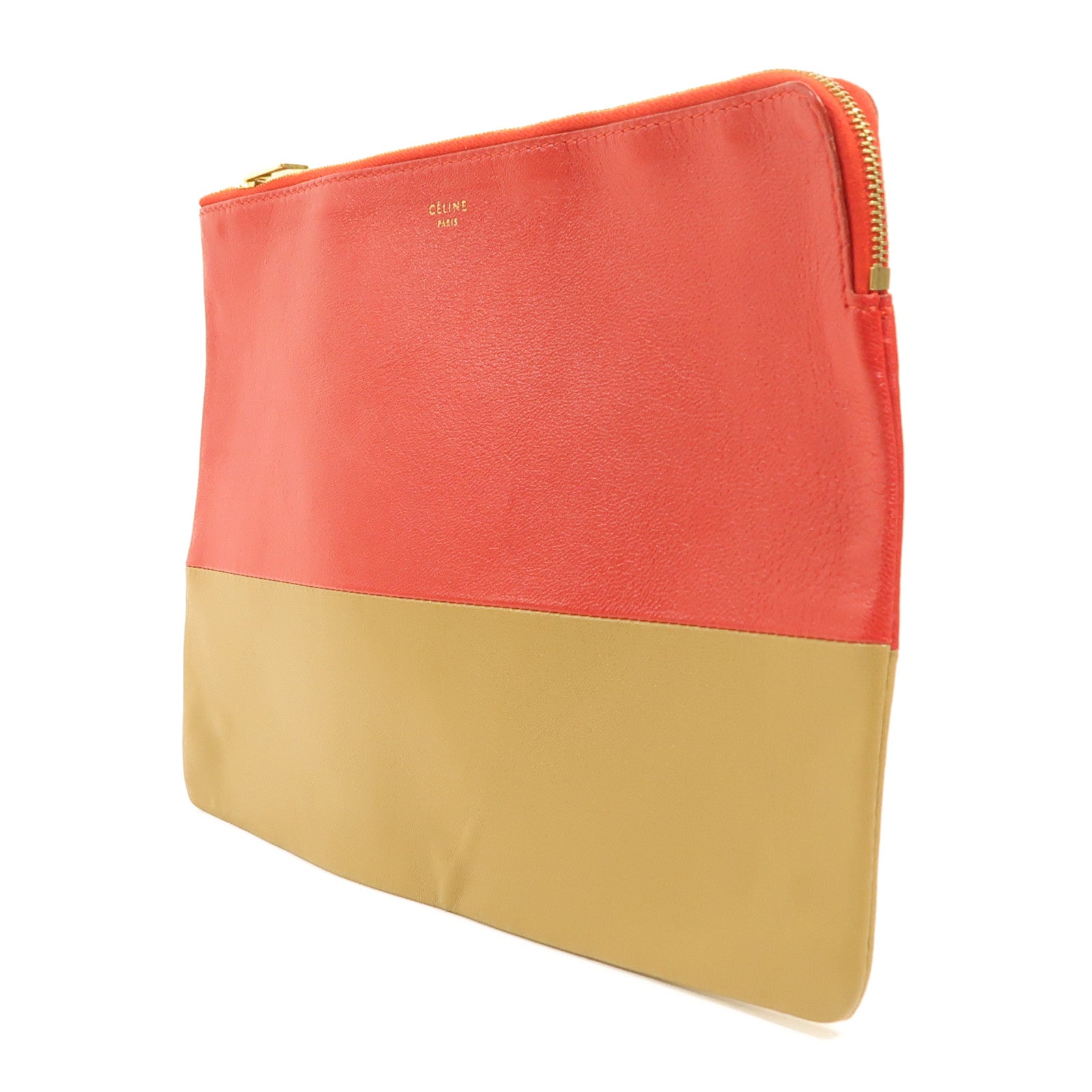 CELINE 牛皮皮革Pouch金扣手拿包