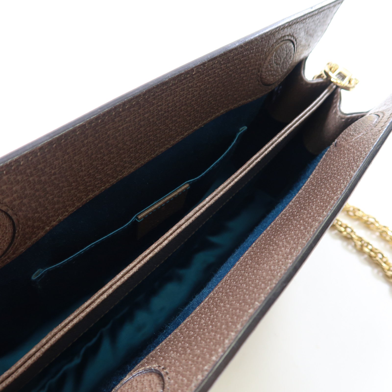 GUCCI 塗層帆布/皮革Ophidia Shoulder Bag金扣鏈帶金扣肩背袋啡色