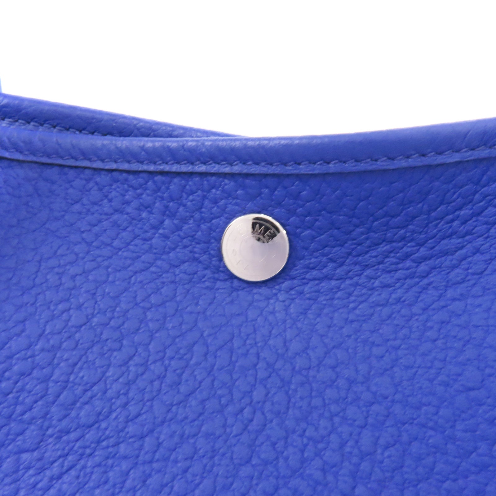 HERMES Negonda皮革Garden Party PM銀扣手挽袋Bleu Royal皇家藍色