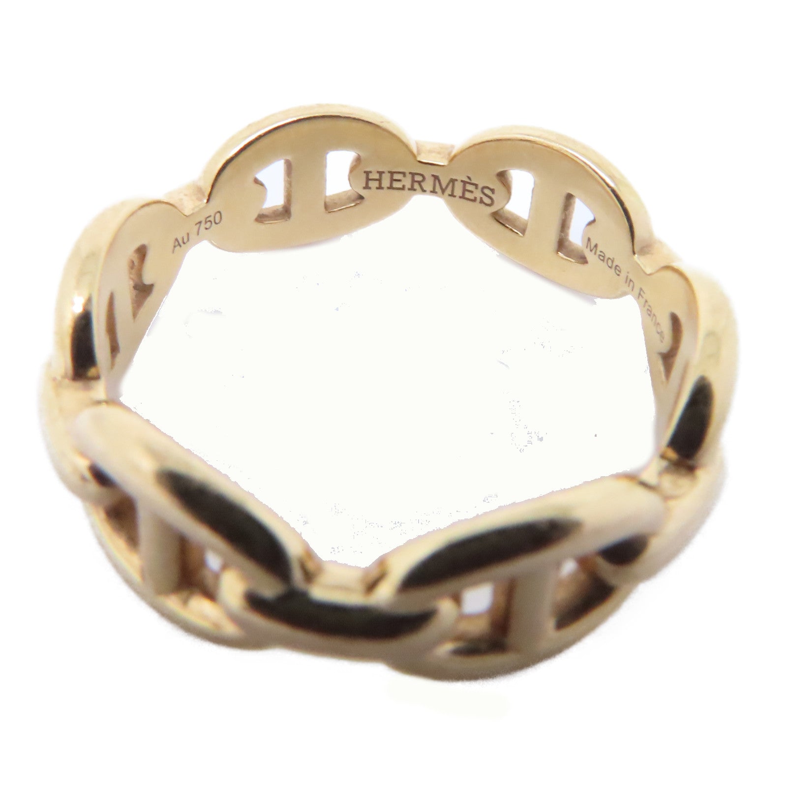 HERMES 18K玫瑰金Chaine Dancre Enchainee戒指Hermes#52 US#6