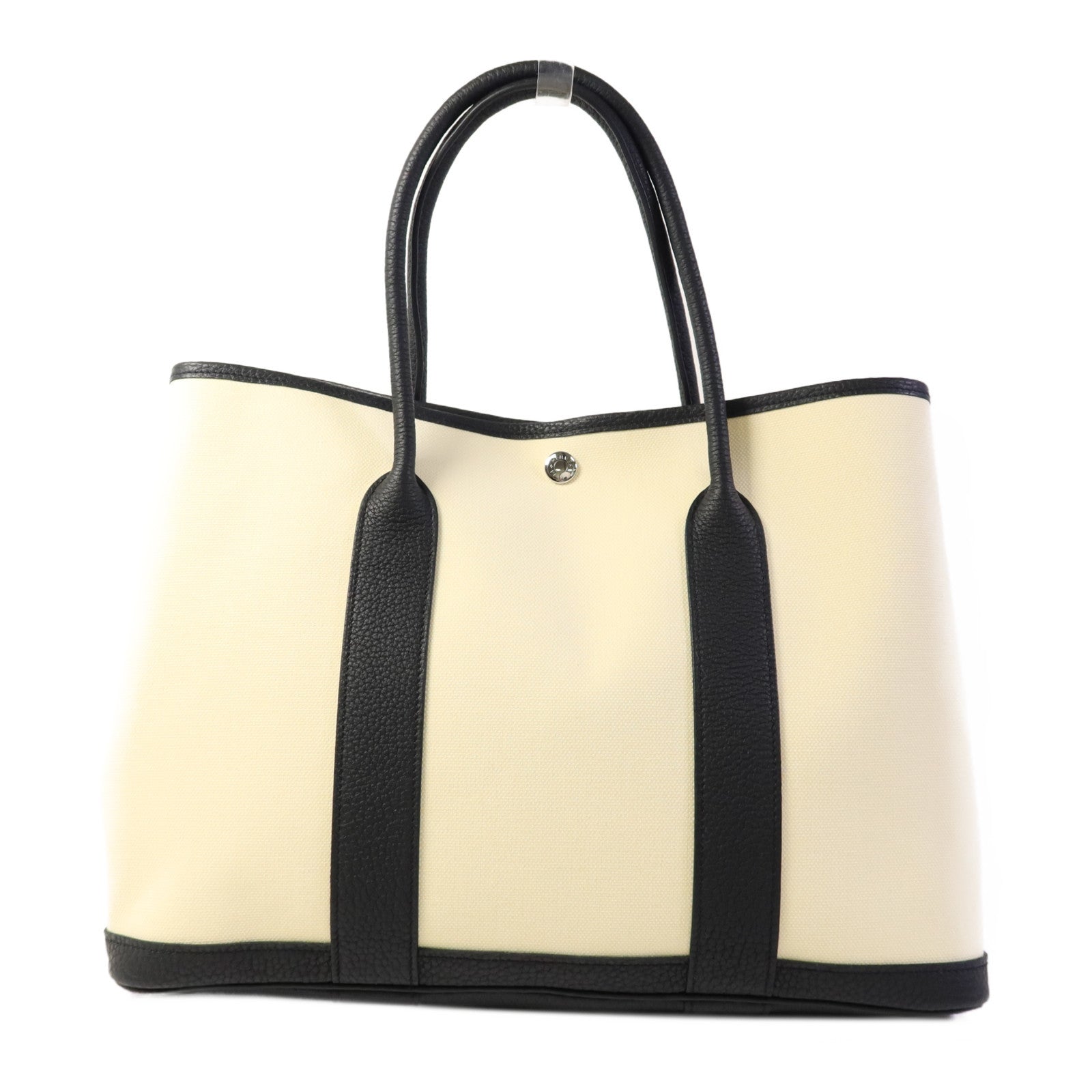 HERMES 帆布Garden Party PM銀扣手挽袋