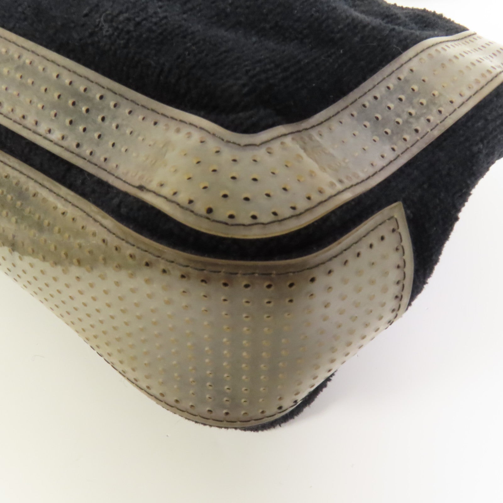 CHANEL 棉質Chain Shoulder銀扣肩背袋