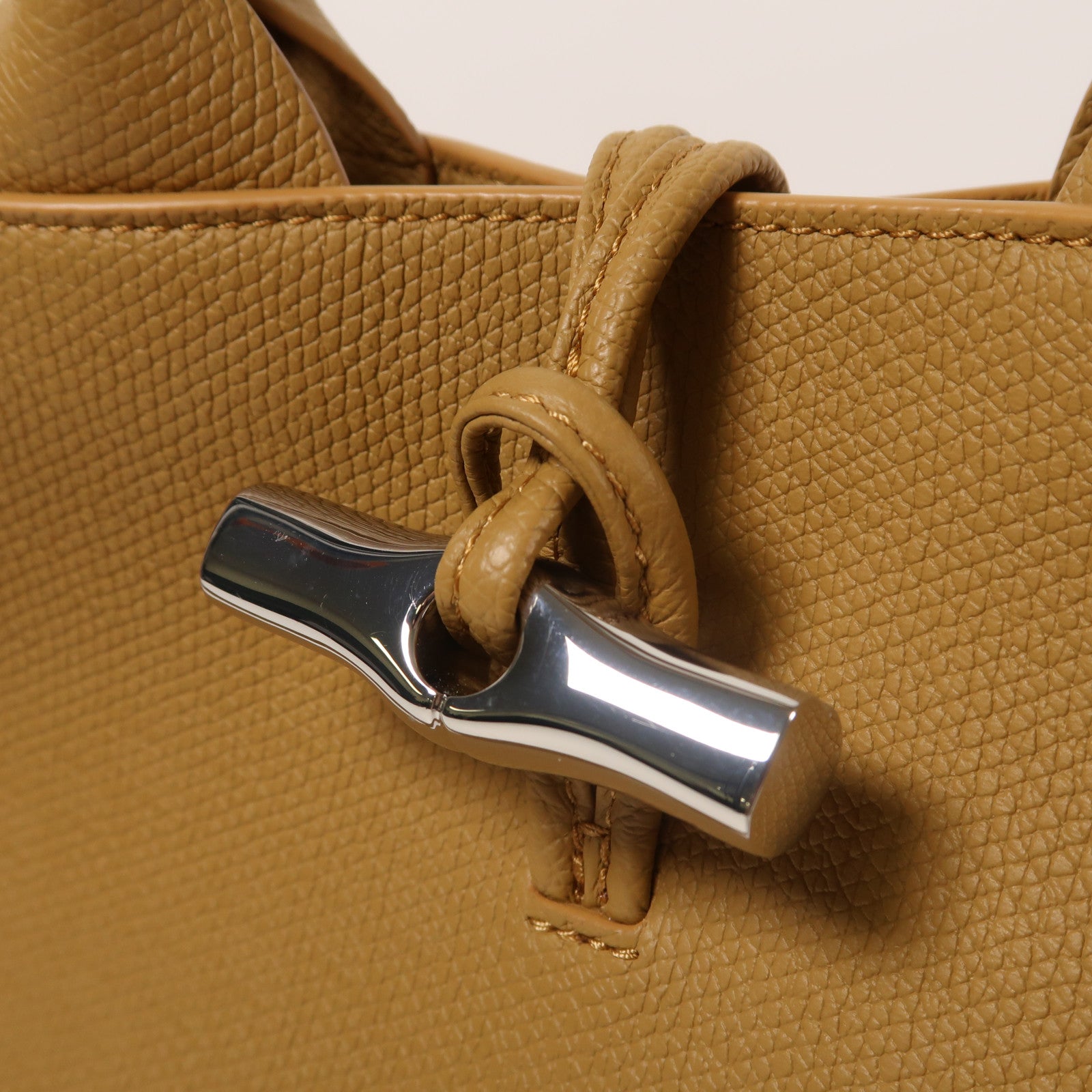 Longchamp 皮革Le Roseau S銀扣手挽肩背兩用袋