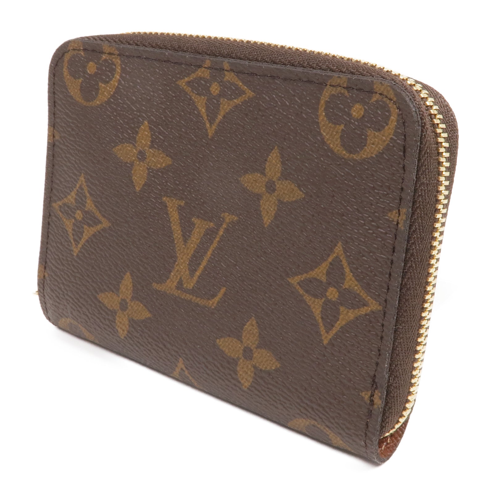 LOUIS VUITTON Monogram Zippy Coin Purse金扣零錢包棕色