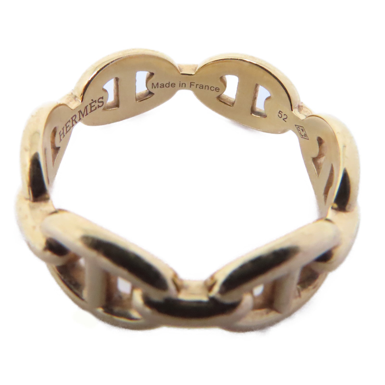 HERMES 18K玫瑰金Chaine Dancre Enchainee戒指Hermes#52 US#6