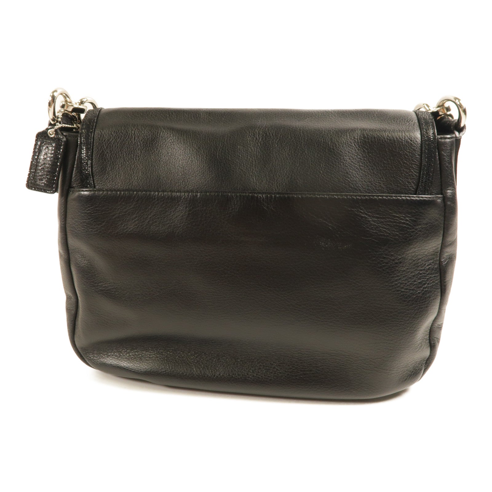 COACH SHW 2 Way Shoulder Bag Calfskin Leather Black