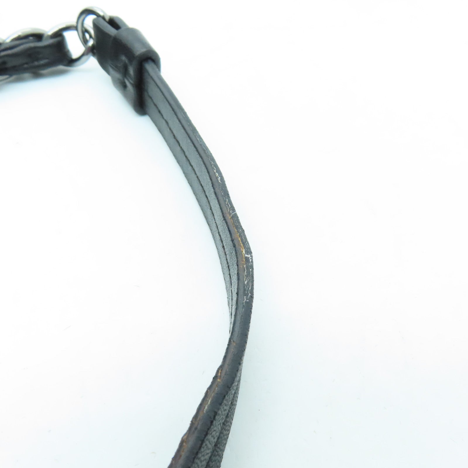 CHANEL horse hair Chain Shoulder Bag silver buckle chain shoulder bag black
