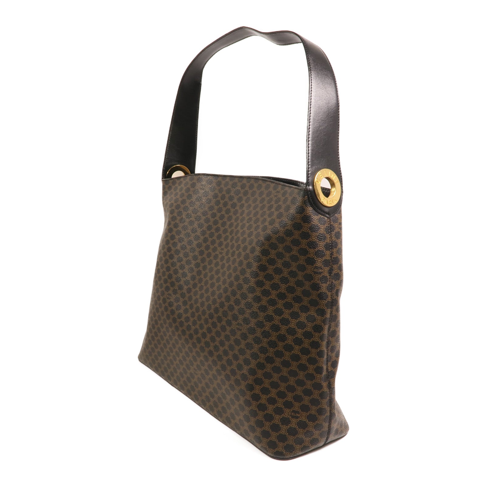 CELINE 塗層帆布Vintage Macadam Hobo金扣手挽袋