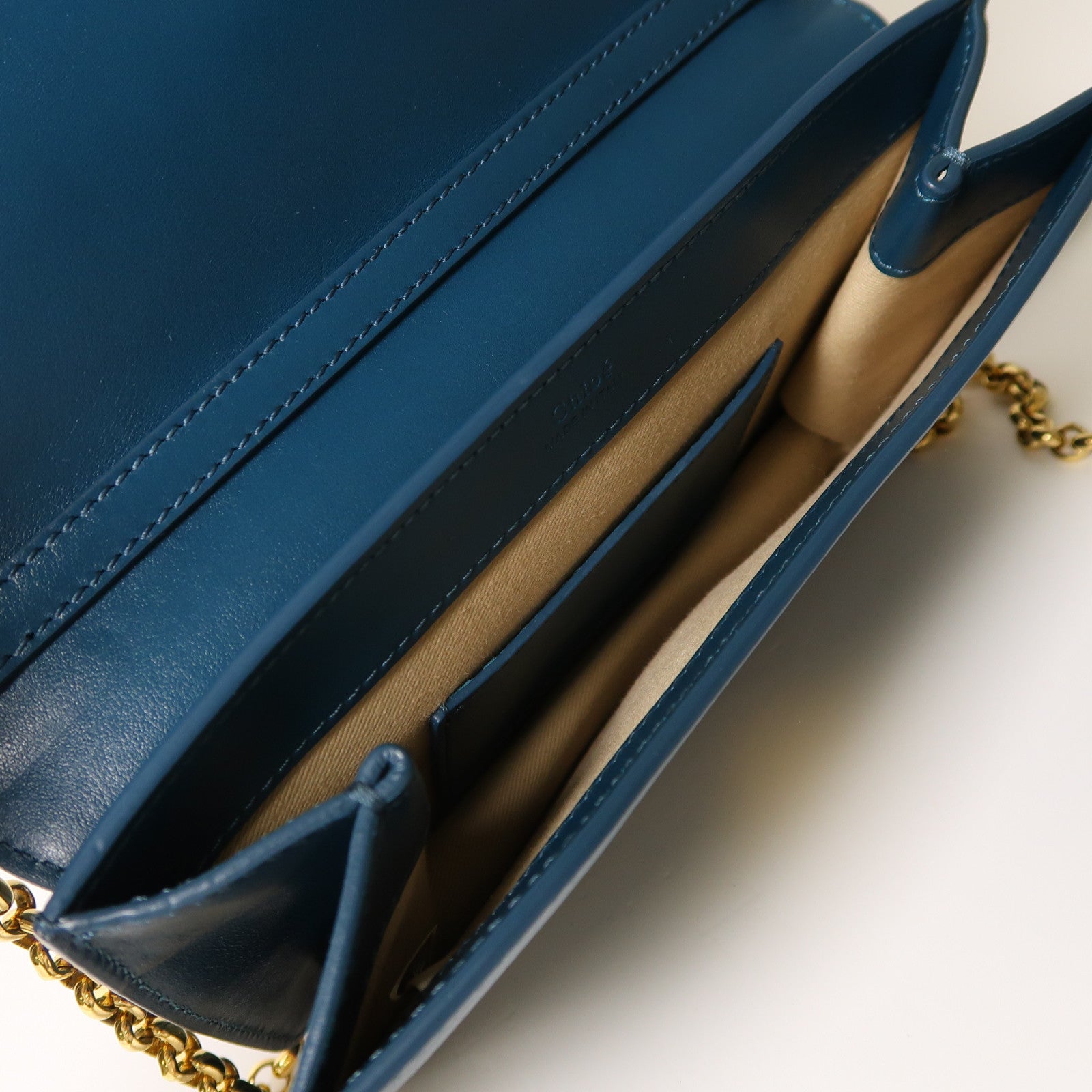 Chloe 牛皮皮革C Bag金扣鏈帶肩背袋綠色