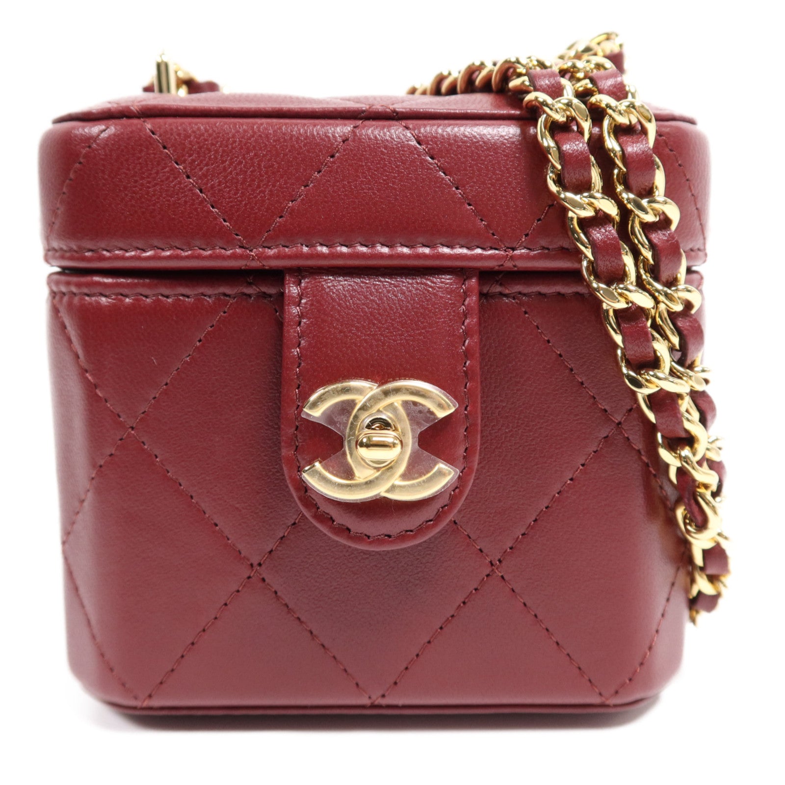 CHANEL 羊皮皮革Mini Vanity Case金扣鏈帶肩背袋