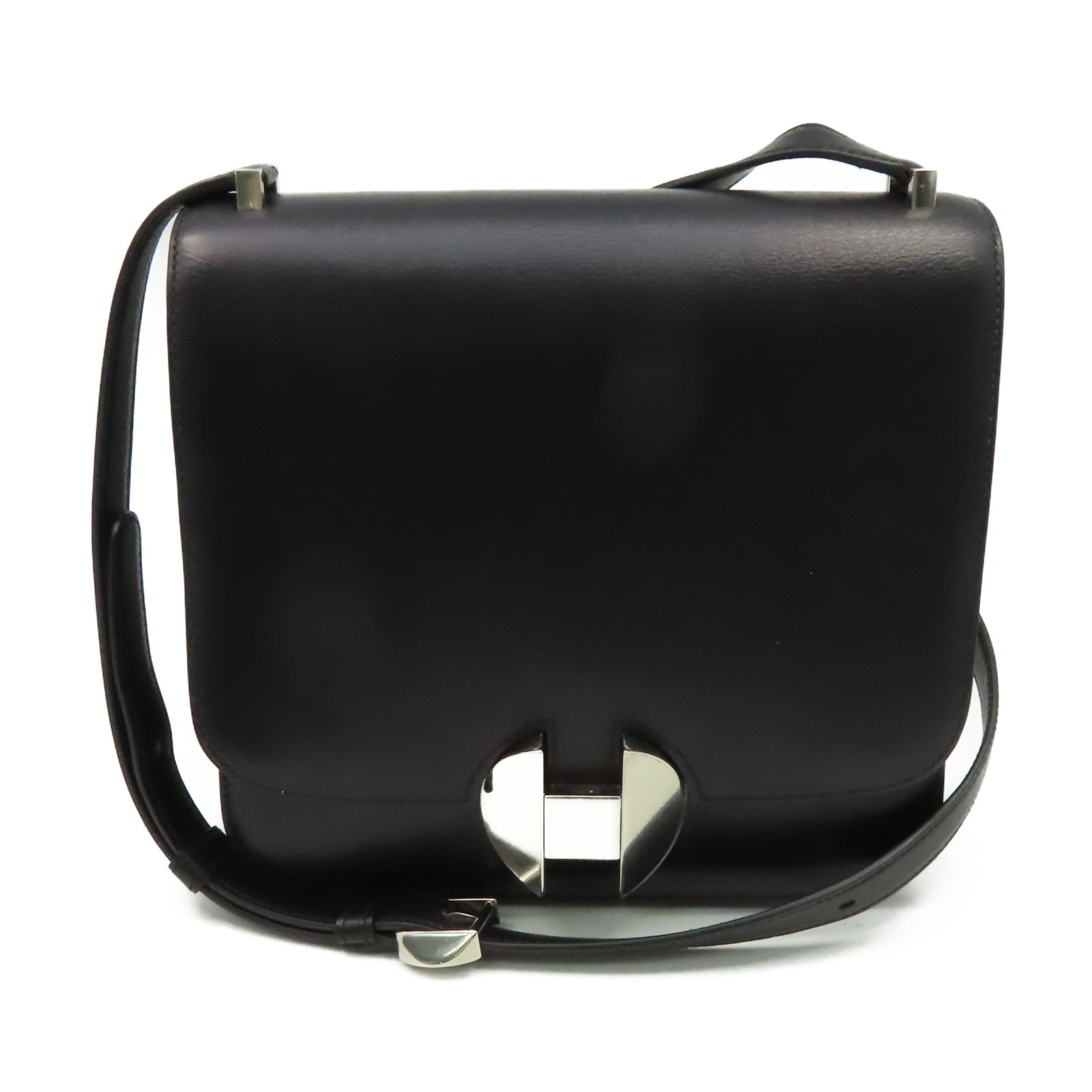 HERMES 【激減優惠】Evercolor皮革2002-20 Shoulder Bag銀扣肩背袋黑色