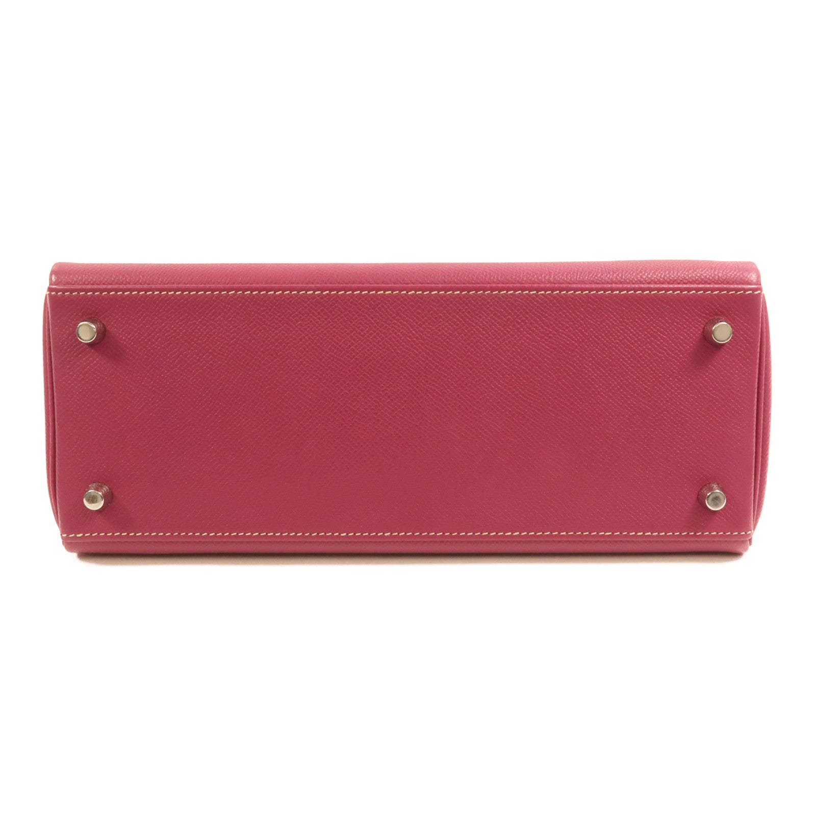 HERMES Epsom皮革Kelly 28銀扣手挽肩背兩用袋 Rose Tyrien/Rose Pourpre