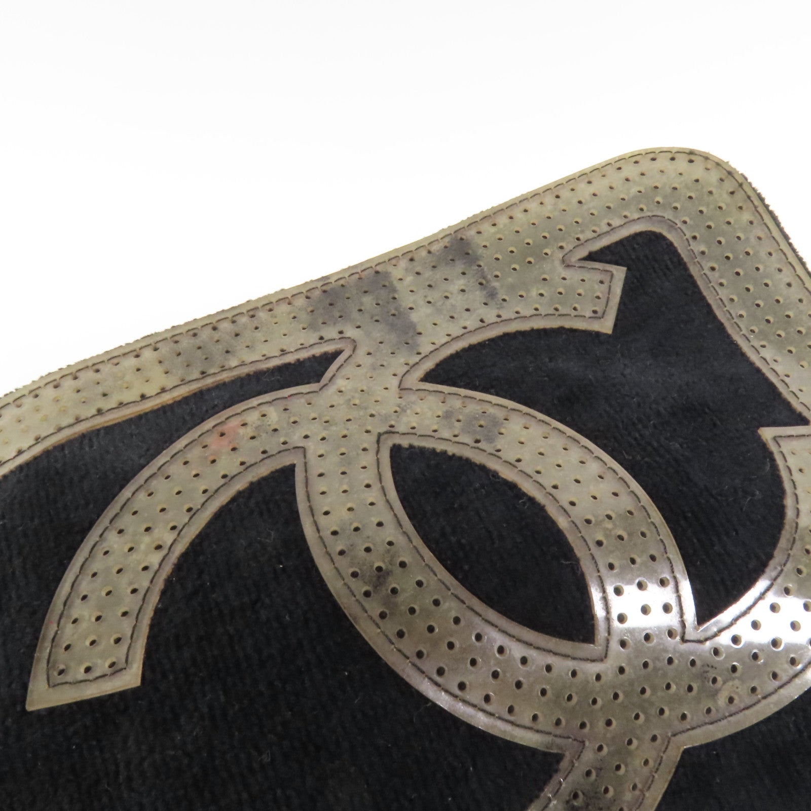 CHANEL 棉質Chain Shoulder銀扣肩背袋