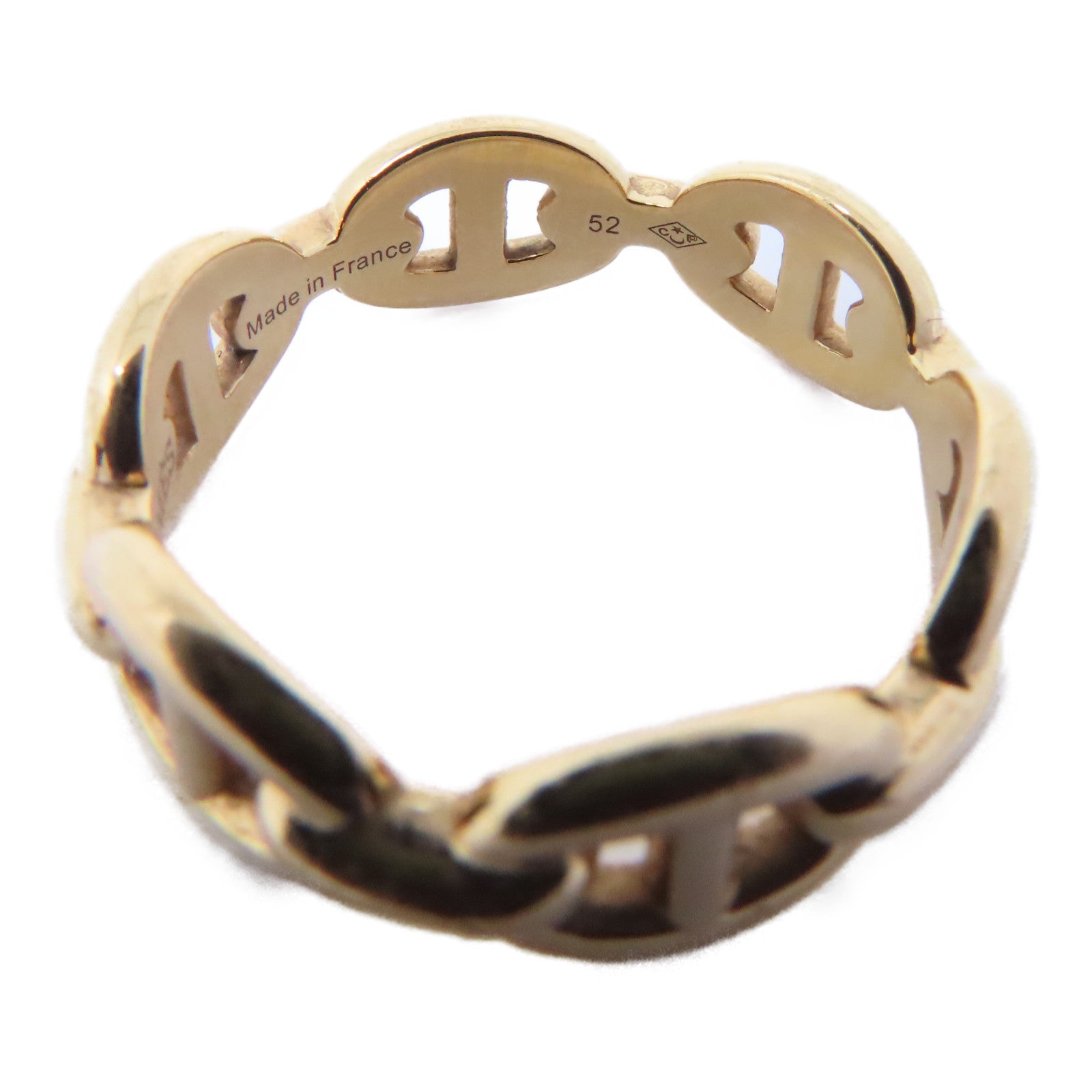 HERMES 18K玫瑰金Chaine Dancre Enchainee戒指Hermes#52 US#6