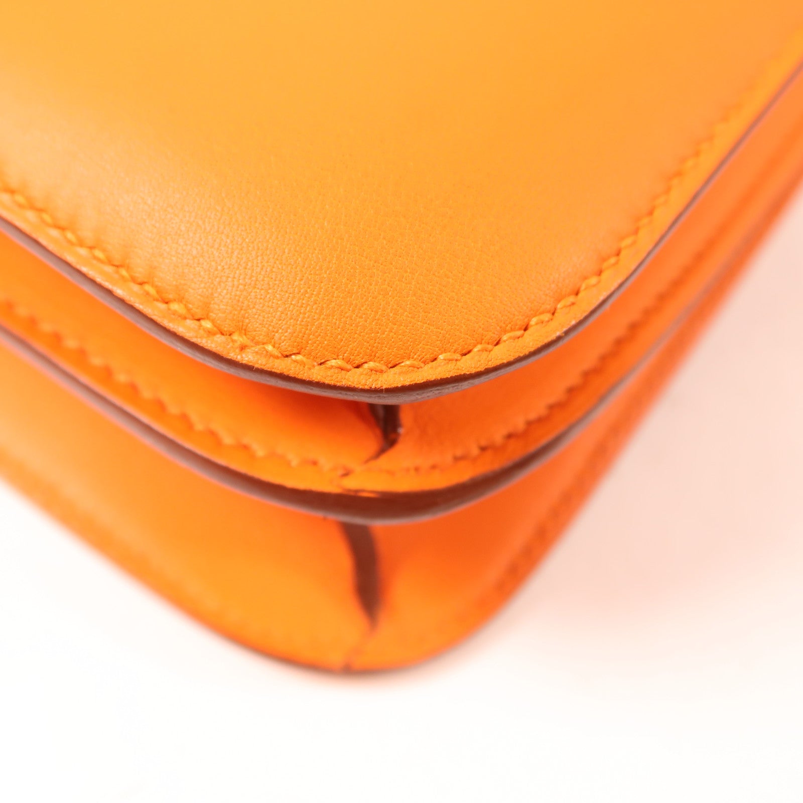 HERMES 【激減優惠】Swift皮革Constance 24銀扣肩背袋橙色