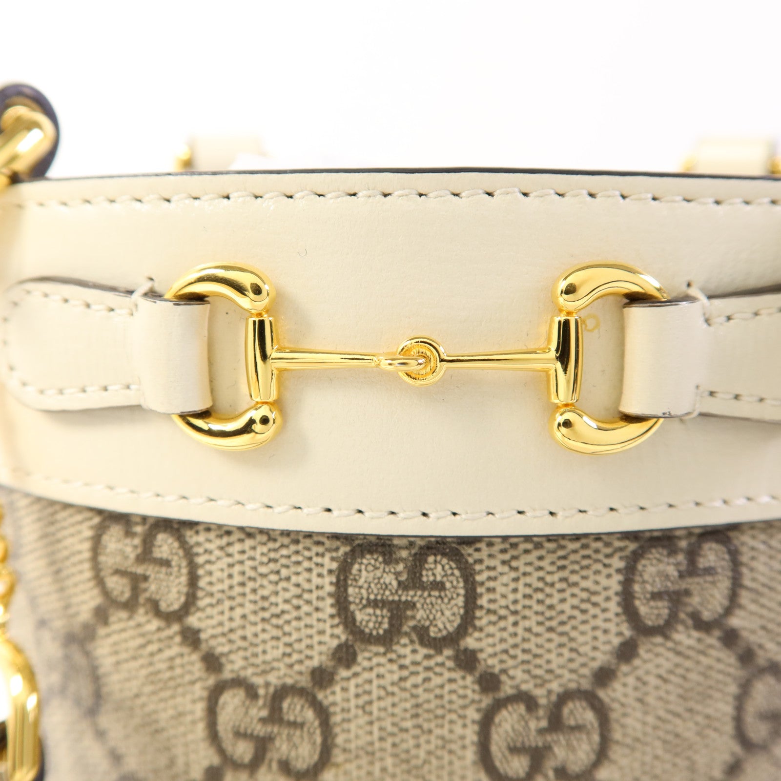 GUCCI 塗層帆布Horsebit 1955 Small Bucket Bag金扣肩背袋
